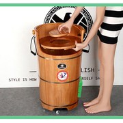 家用加高橡木带盖多功能熏蒸加热恒温桶蒸脚洗脚泡脚木桶实木