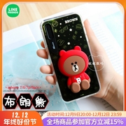 韩国采购Line布朗熊iphoneX来电闪手机壳苹果8Plus立体硅胶发光套