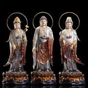 台湾全铜掐丝珐琅西方三圣佛像阿弥陀佛像南海观音像家用供奉摆件