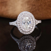 宝创集50分gia证书天然钻石戒指，18k金椭圆形鸽子蛋求婚结婚戒指女