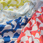 日本进口KOKKA双层纯棉纱布儿童婴儿家居服和服床品卡通面料大鹅