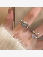 海蓝爱心月光锆石戒指女轻奢，小众设计高级感食指，戒精致可调节指环