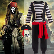 万圣节儿童服装男童杰克船长cosplay化妆舞会表演服海盗船长套装