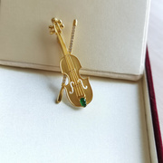 天然翡翠莫桑钻A葫芦小提琴胸针吊坠两用乐器中国风音乐人士礼物