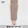 SLY 春季气质通勤风开叉针织包臀裙半身裙030GSL71-5160