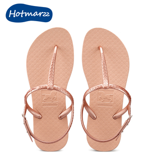 hotmarzz黑玛夹脚凉鞋女款夏季平底软底时尚罗马夹板沙滩凉拖鞋