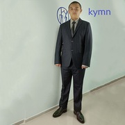 kymn男士商务休闲正装西服，韩版两件套职业装，蓝色竖条纹西装男
