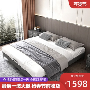 床架子无床头床小户型布艺床简约现代1.8米双人床北欧储物箱体床