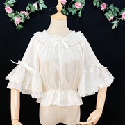 原创lolita洋装日系夏雪纺(夏雪纺，)内搭小阔袖姬袖，短袖衬衫五分袖底衫