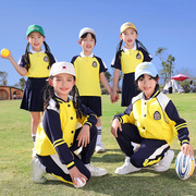 儿童三件套运动服春季班服小学生幼儿，园园服夏装黄色校服定制男女
