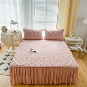 纯色床裙单件2023夹棉绗缝，床笠加厚床罩席梦思床垫防尘保护套