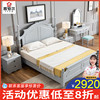 美式轻奢实木床灰色，欧式现代床1.8米主卧简约时尚家用高档双人床
