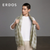 ERDOS 男装丝绒混纺披肩24春季绿色精纺色织工艺格纹印花围巾