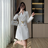 新中式女装气质小香风高级感白色连衣裙女超好看高端精致西装裙子