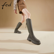 fed2022冬季靴子长靴高筒靴粗跟时装靴骑士靴皮靴1108-ZCA530