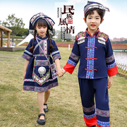 三月三民族服装儿童，少数民族男女舞蹈，演出服特色壮锦服饰广西壮族
