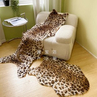 厚实野性豹纹地毯垫仿动物皮毛铺沙发床边毯网红店别墅公寓A341
