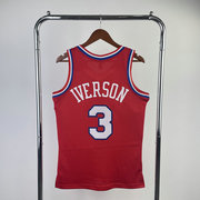 96-97新秀赛季76人队3号艾弗森球衣mn热压复古篮球服，iverson红