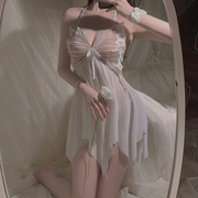 大码睡裙性感系带吊带，睡衣裙透明网纱蕾丝，薄款露背夏季火辣内衣