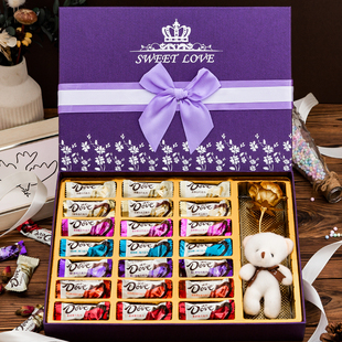 德芙巧克力礼盒装送女生，女友闺蜜零食心形，创意生日三八女神节礼物