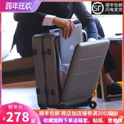 前置开口行李箱16寸男商务电脑，拉杆箱登机20小型轻便密码旅行