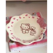 HelloKitty碗碟套装花花盘可爱好看的陶瓷餐具凯蒂猫家用创意碗盘