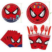 蜘蛛侠城市英雄主题儿童生日纸盘纸杯纸巾桌布餐具派对装饰用品
