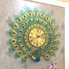 孔雀挂钟客厅现代简约钟表，创意家用装饰表壁钟静音电子钟石英时钟