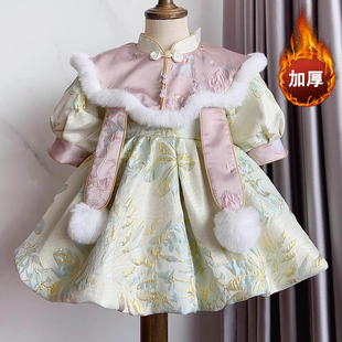 中式女童周岁宴礼服女宝宝，国风婴儿唐装拜年服高端婚礼公主裙春