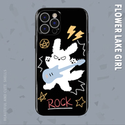 ROCK~个性摇滚猫咪亮面适用iPhone15pro/14手机壳华为nova11畅享60软壳OPPOreno9vivos16IQOO10小米13红米k60