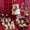 新中式国潮红色结婚订婚甜品台烘焙装饰插件复古婚礼宴席蛋糕装扮