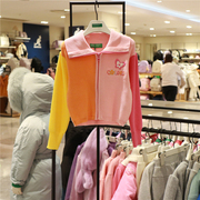 benettonkids韩国童装24春款女童多巴胺拼接色针织开衫外套
