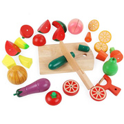 宝宝木制水果蔬菜切切t看切切乐磁性切水果玩具儿童仿真过家