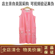 美国crewcuts女童童装粉色条纹连衣裙子舒适透气纯棉亮色