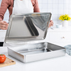 提拉米苏盒子304不锈钢冰粉寿司摆摊工具熟食展示盘带盖容器托盘