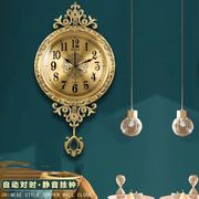 艺古文化纯铜钟表新中式，金玉满堂艺术挂钟静音机芯，时钟居家装饰品