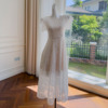 白色连衣裙夏气质甜美性感蕾丝镂空A字裙长裙通勤高级感清新