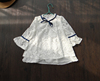 韩版童装春夏儿童蕾丝雪纺，白色衬衣女童喇叭长袖裙衫公主上衣