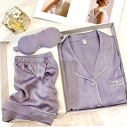 法式钻石紫色睡衣夏季女短袖短裤冰丝气质优雅高级家居服两件套装