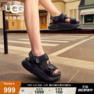UGG夏季女士休闲舒适厚底露趾时尚魔术贴设计凉鞋 1152688