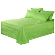 贡缎纯色全棉床单条纹单人双人床，品家纺单件无果绿尺寸可订做