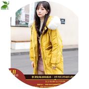 俏皮黄色中长款服女2020冬装，长袖收腰外套百搭a8y395209