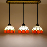 美式手工焊接彩色玻璃节能灯客厅简欧式led灯具地中海复古吸吊灯