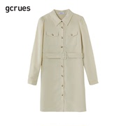 gcrues韩版中长款衬衫上衣连衣裙2024早春设计感小众衬衣外套