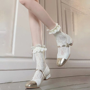 蕾丝花边短筒袜法式可爱少女lolita袜子甜美仙女袜夏季薄款中筒袜