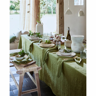 日式轻奢纯色方形台布家用茶几，防尘布高级(布，高级)感亚麻布会议室桌布定制