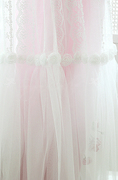 韩国进口白色粉色精致蕾丝刺绣玫瑰花朵荷叶边裙摆窗纱双层窗帘