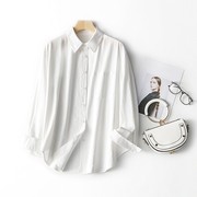 日本日系订单2024早春小衫定染进口棉宽松衬衣，马卡色系衬衫女