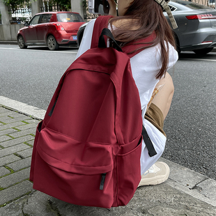 书包女日系ins风简约校园，高中大学生双肩包初中生旅行背包大容量