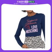 香港直邮Love MoschinoLOVE MOSCHINO 女士字母印花休闲长袖T恤 W